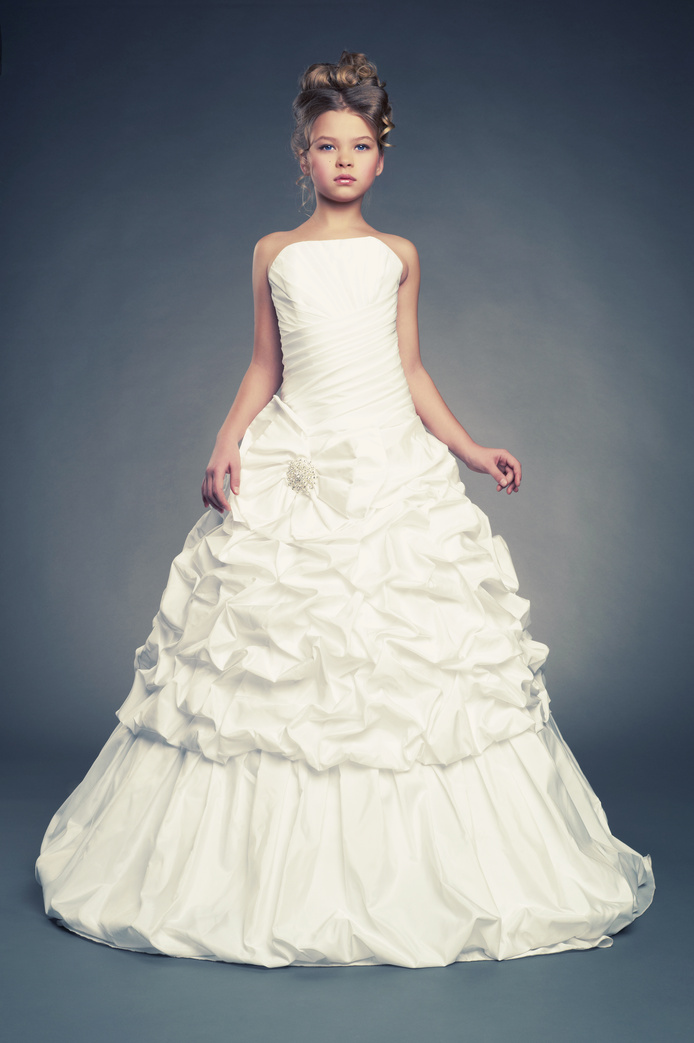 Girl princess in white ball gown